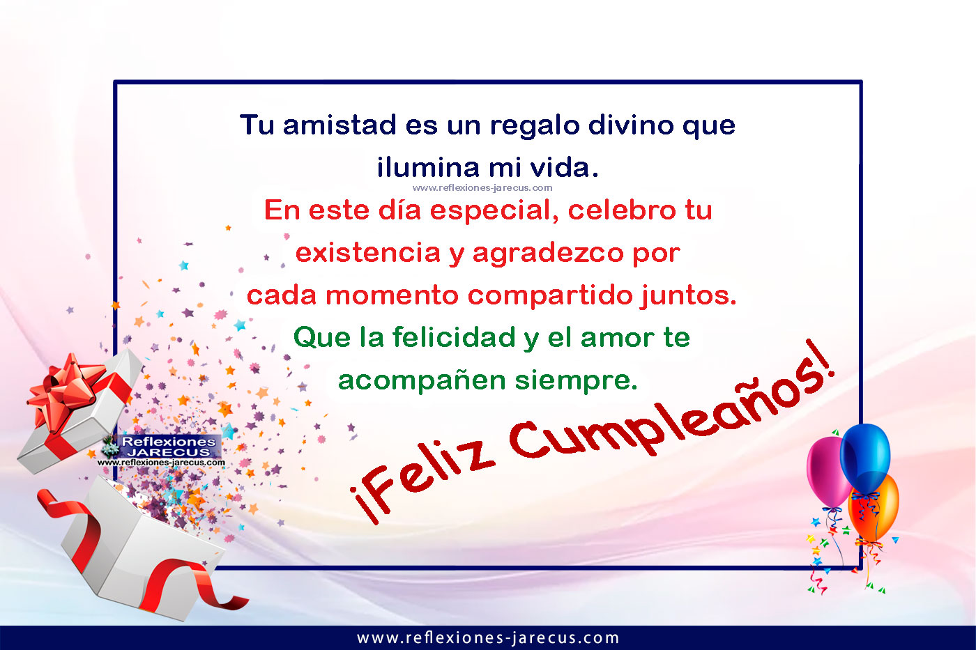 Feliz Cumpleaños - Celebrando la amistad con regalos y globos de colores