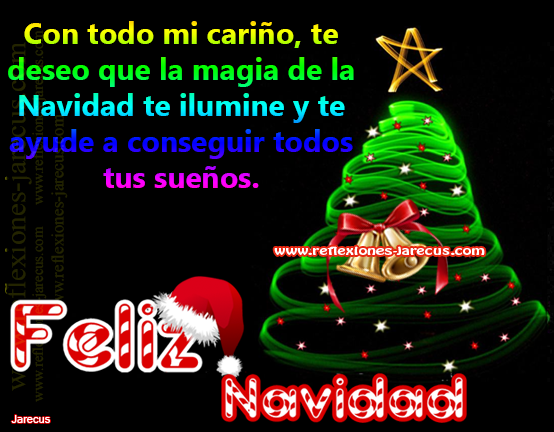 Con todo mi cariño, te deseo que la magia de la Navidad te ilumine y te ayude a conseguir todos tus sueños. ¡Feliz Navidad!