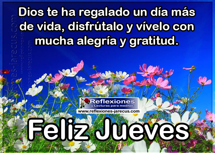 Dios te ha regalado un día más de vida, disfrútalo y vívelo con mucha alegría y gratitud. Feliz jueves.