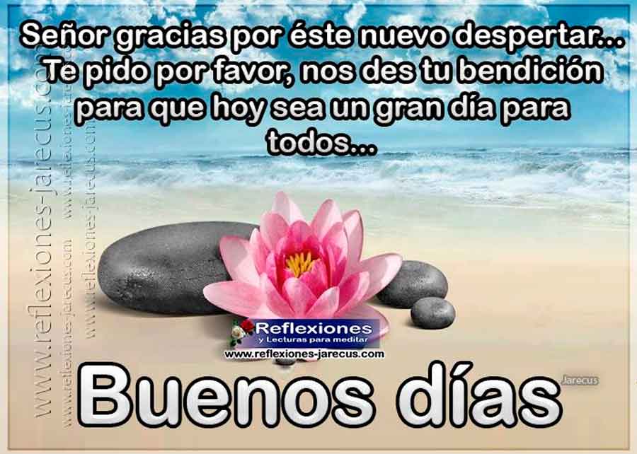 Señor gracias por este nuevo despertar... Te pido por favor, nos des tu bendición para que hoy sea un gran día para todos. Buenos días.