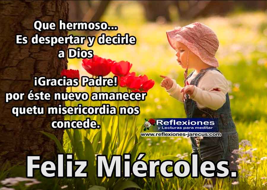 Que hermoso es despertar y decirle a Dios. Gracias Padre por éste nuevo amanecer que tu misericordia nos concede. Feliz miércoles.