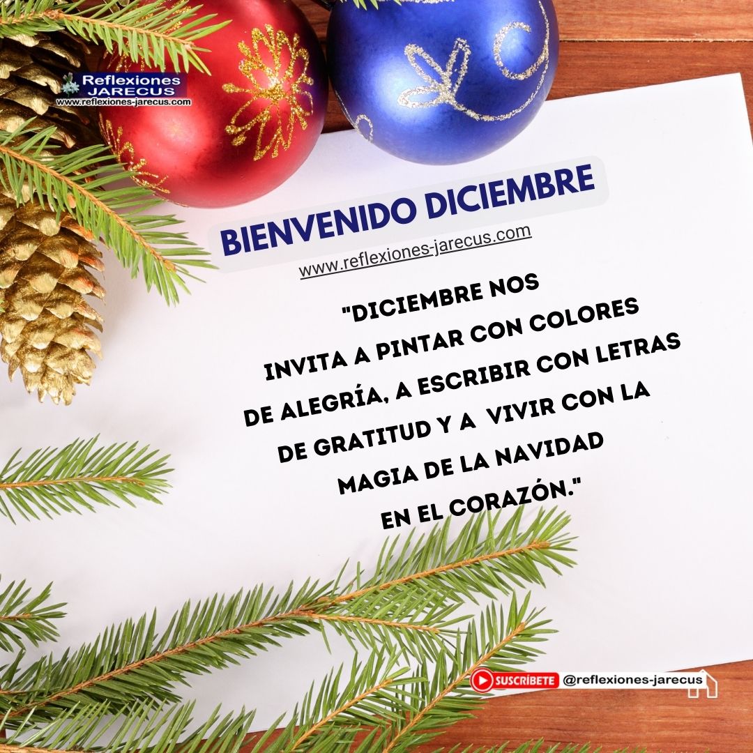 "Diciembre nos invita a pintar con colores de alegría, a escribir con letras de gratitud y a vivir con la magia de la Navidad en el corazón."