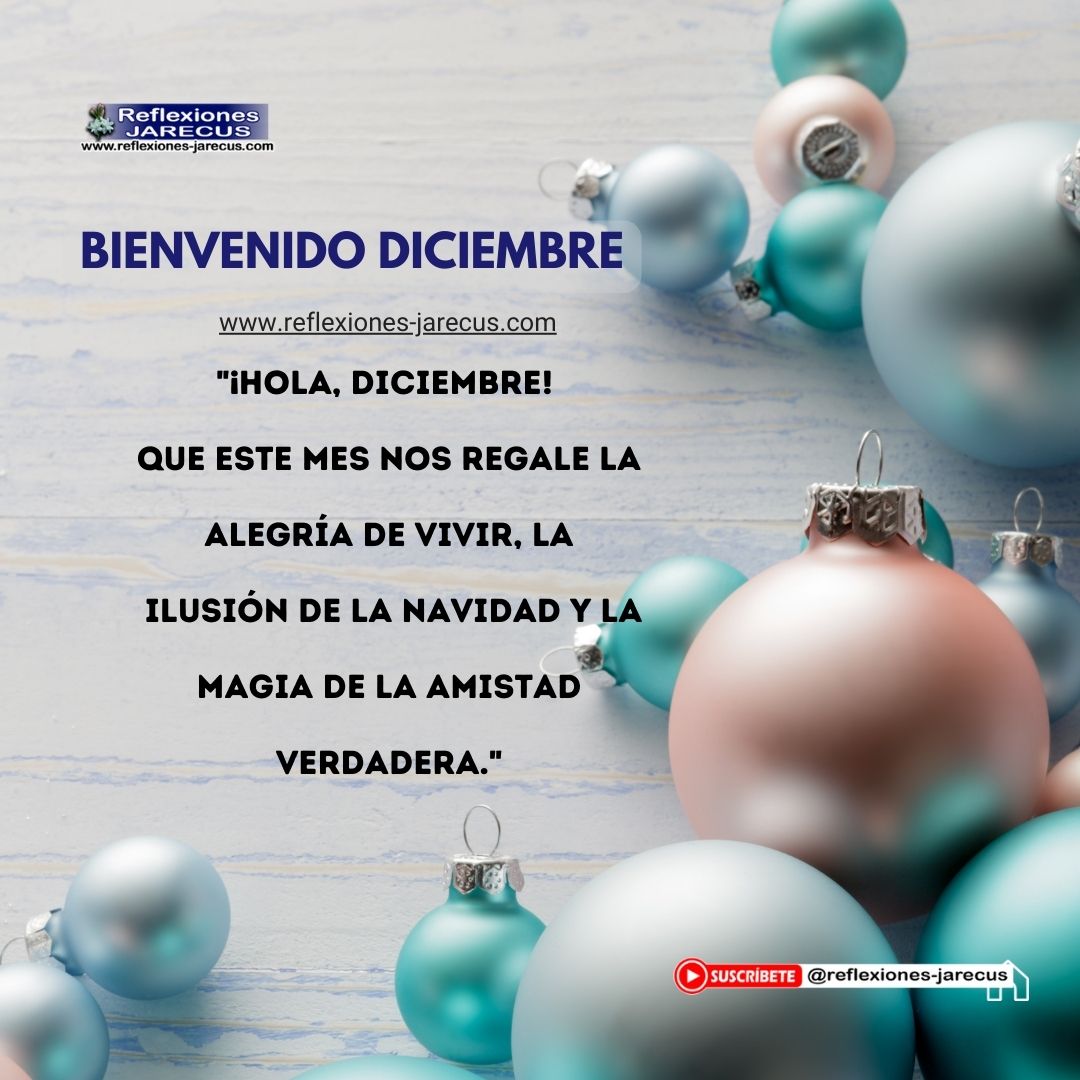"¡Hola, diciembre! Que este mes nos regale la alegría de vivir, la ilusión de la Navidad y la magia de la amistad verdadera."