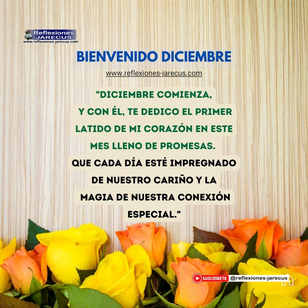 "Diciembre comienza, y con él, te dedico el primer latido de mi corazón en este mes lleno de promesas. Que cada día esté impregnado de nuestro cariño y la magia de nuestra conexión especial."