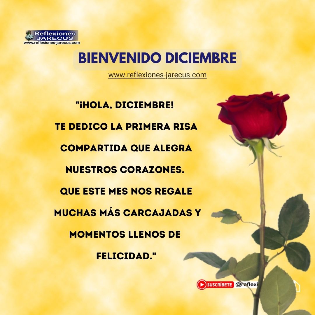 "Diciembre comienza, y quiero dedicarte la primera sonrisa que ilumina mi rostro. Que este mes nos brinde incontables motivos para seguir compartiendo alegría y momentos felices."