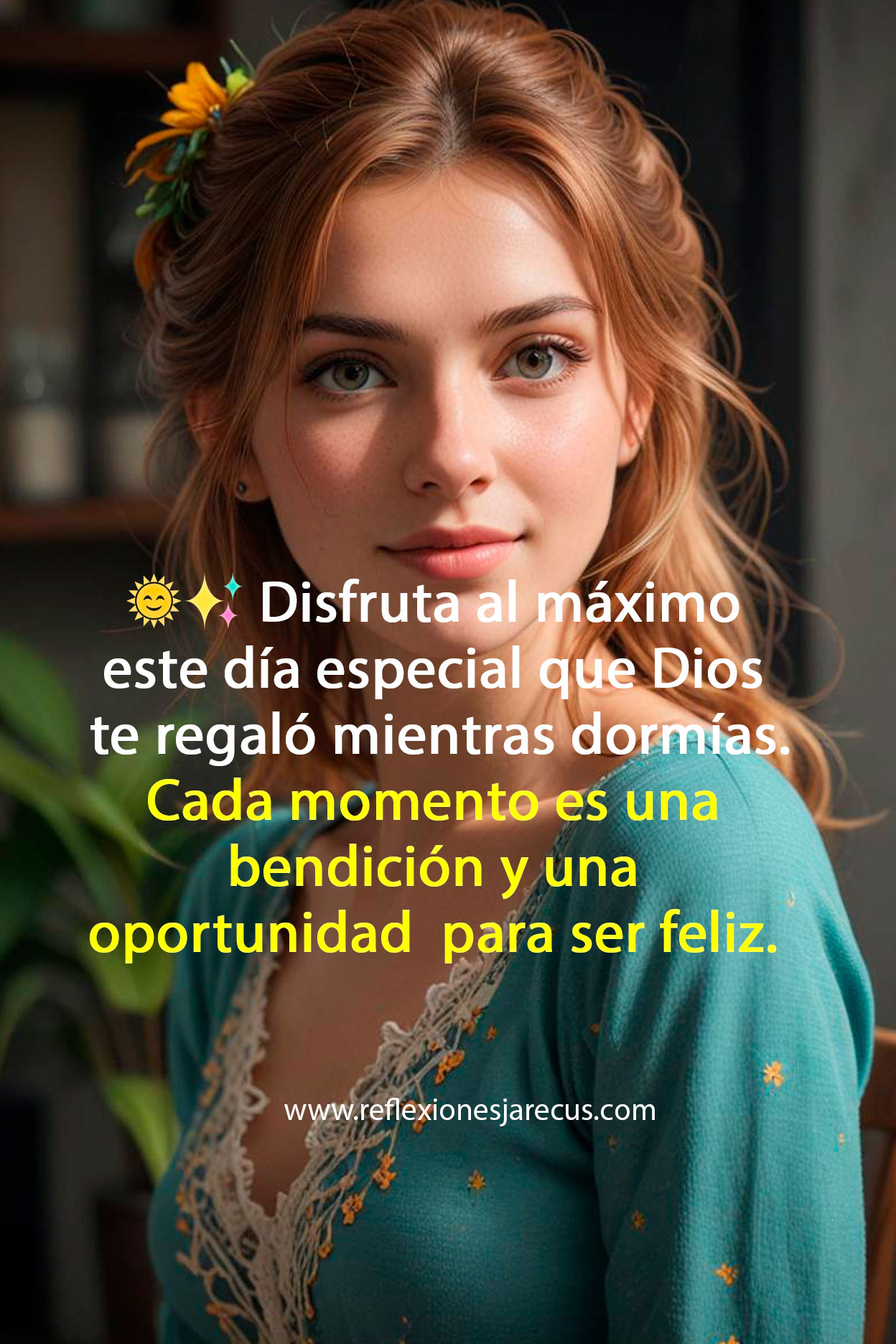 "Este día especial fue creado por Dios mientras dormías. Aprovéchalo al máximo, cada momento es una oportunidad para ser feliz y crecer." ¡Buenos Días!