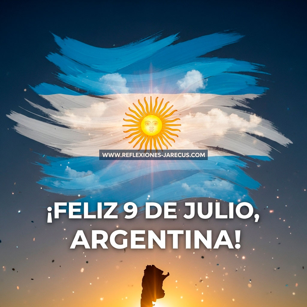 El cielo argentino pintado como una bandera con el Sol de Mayo brillando en el centro.