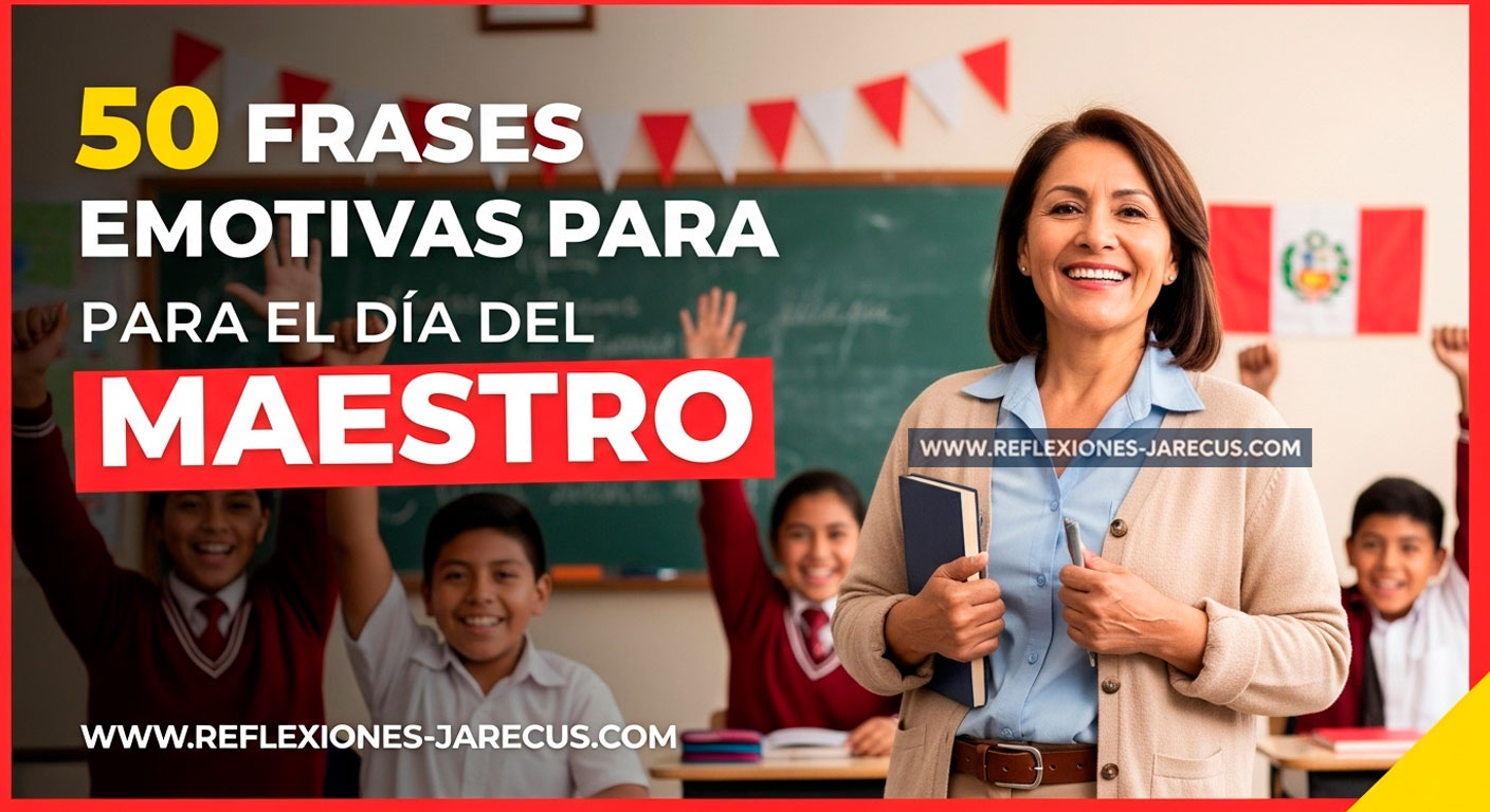 maestra peruana sonriendo en un aula, estudiantes felices y bandera peruana.