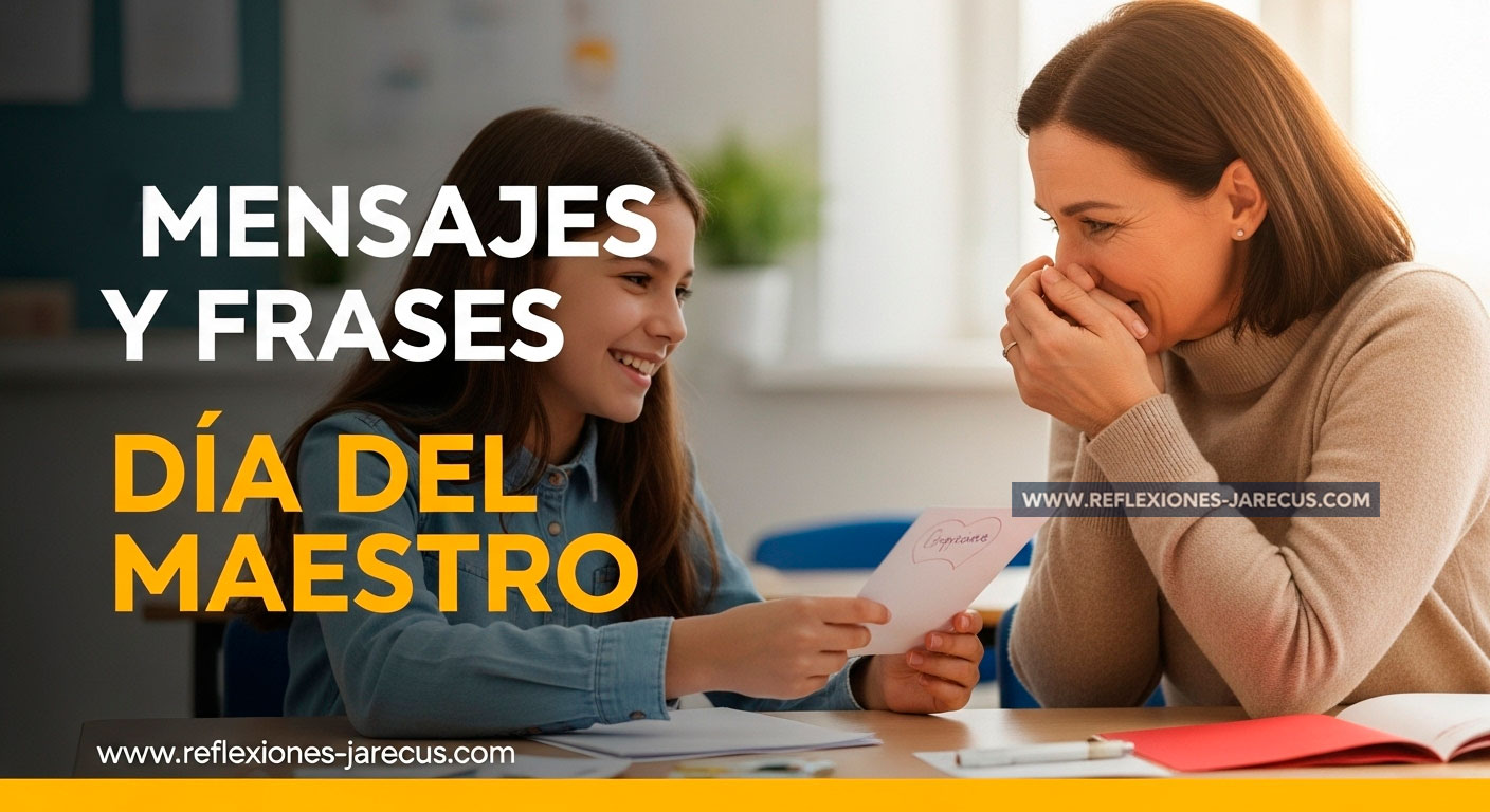 Estudiante entregando tarjeta de agradecimiento a su maestro con expresión emotiva