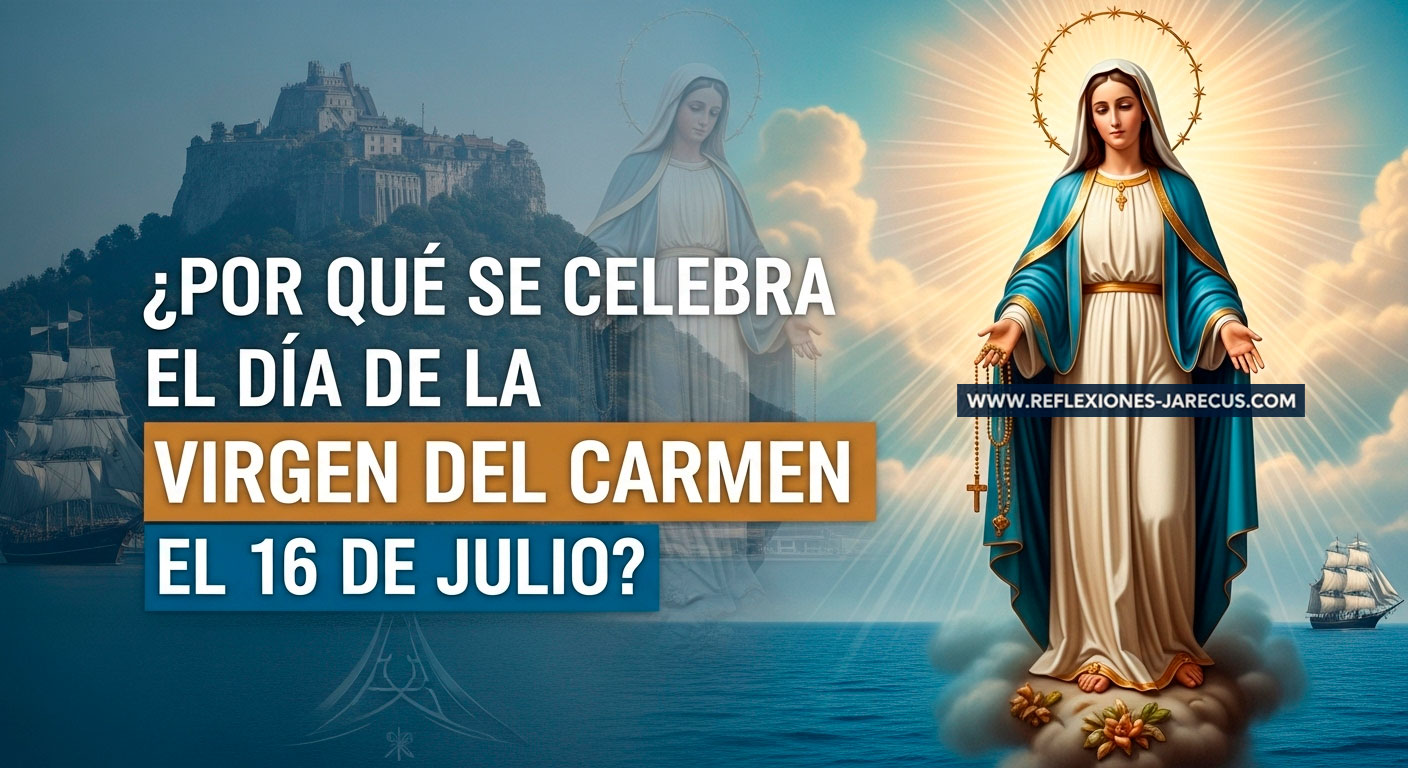 Virgen del Carmen con escapulario sagrado en imagen devocional del 16 de julio